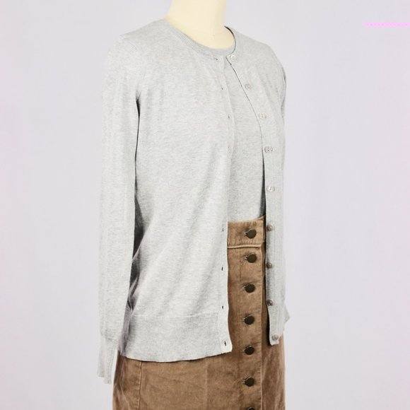 BARNEY'S NEW YORK Light Grey Silk Cotton Blend Knit Cardigan Tank Set - Picture 2 of 12